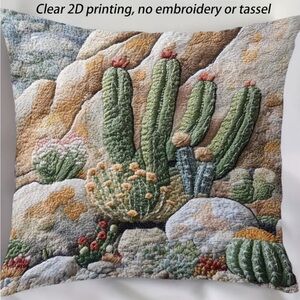 Cactus Mountain Side 2D Double-Sided Printed Pillow Cover